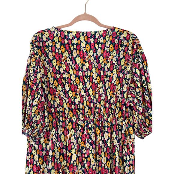 Asos Design Bright Pink Floral Oversized Short Sleeves Plisse Smock Jumpsuit 6 - Picture 7 of 12